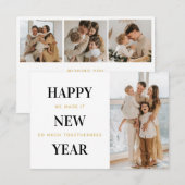 Minimal Happy New Year Foto Weihnachtskarten Dankeskarte (Vorne/Hinten)