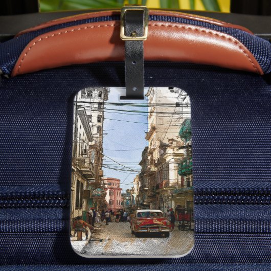 Minimal Havana Kuba Vintag Retro City Gepäckanhänger (Vorderseite Insitu 2)