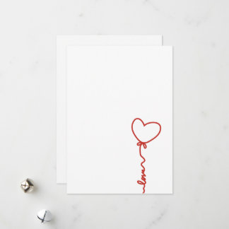 Minimal Heart Balloon Love  Line Art Valentine Feiertagskarte