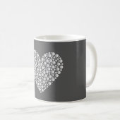 Minimal Heart Circles – White Gradient on Dark  Kaffeetasse (VorderseiteRechts)