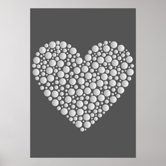 Minimal Heart Circles – White Gradient on Dark  Poster (Vorne)