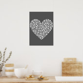 Minimal Heart Circles – White Gradient on Dark  Poster (Küche)