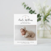 Minimal Heart Elegante 2 Foto Geburtsankündigung Postkarte (Stehend Vorderseite)