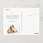 Minimal Heart Elegante 2 Foto Geburtsankündigung Postkarte (Rückseite)