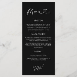 Minimal Heart Menu Card Reception Formal Dinner  Menükarte