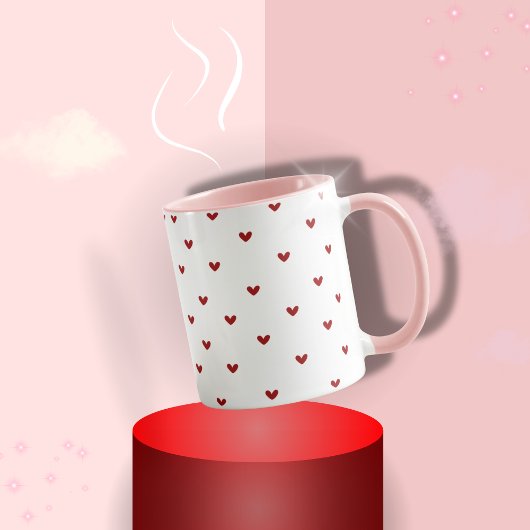 Minimal Heart Pattern Mug | Soft Pink Giftable Cup Tasse