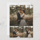 Minimal Heart Script Hochzeit Foto Collage Dankeskarte (Vorderseite)