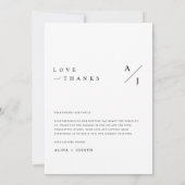 Minimal Heart Script Hochzeit Foto Collage Dankeskarte (Rückseite)