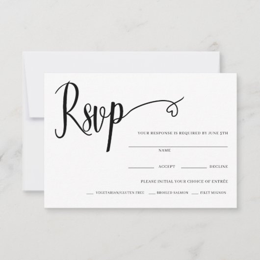 Minimal Heart Script Wedding Rsvp Card Dankeskarte (Vorderseite)