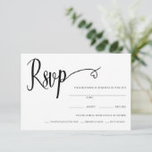 Minimal Heart Script Wedding Rsvp Card Dankeskarte (Stehend Vorderseite)