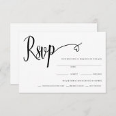 Minimal Heart Script Wedding Rsvp Card Dankeskarte (Vorne/Hinten)