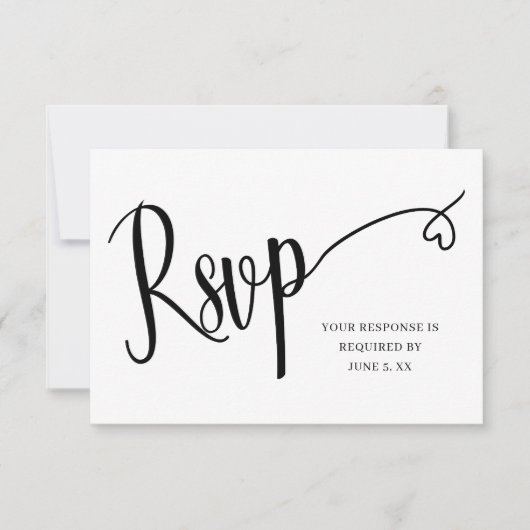 Minimal Heart Script Wedding Rsvp Card Dankeskarte (Vorderseite)