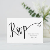 Minimal Heart Script Wedding Rsvp Card Dankeskarte (Stehend Vorderseite)