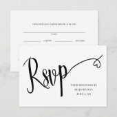 Minimal Heart Script Wedding Rsvp Card Dankeskarte (Vorne/Hinten)