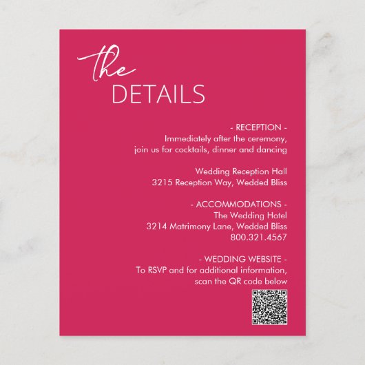 Minimal heiß rosa Modernes Budget Einladung Flyer (Hinten)