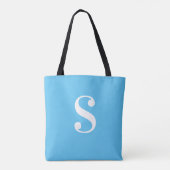 Minimal hellblau mit großer weißer Monogramm Tasche (Rückseite)