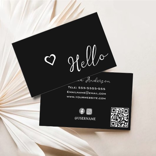 Minimal Hello Business Card Vorlage, moderne Karte