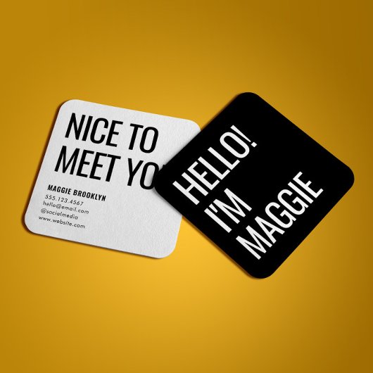 Minimal Hello | Modern Clean Simple Name Black Quadratische Visitenkarte