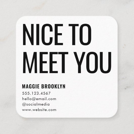 Minimal Hello | Modern Clean Simple Name Black Quadratische Visitenkarte (Rückseite)