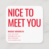 Minimal Hello | Modern Clean Simple Name Red Pink Quadratische Visitenkarte (Rückseite)