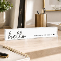 Minimal Hello | Modern Heart Clean Simple White