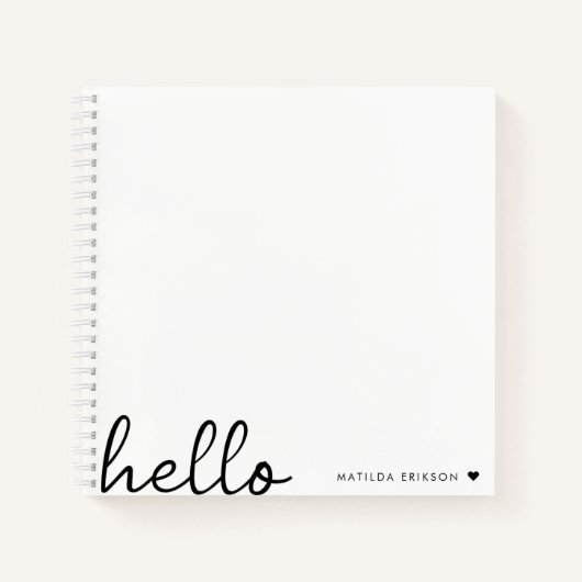 Minimal Hello | Modern Heart Clean Simple White Notizblock (Vorderseite)