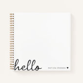 Minimal Hello | Modern Heart Clean Simple White Notizblock (Vorderseite)