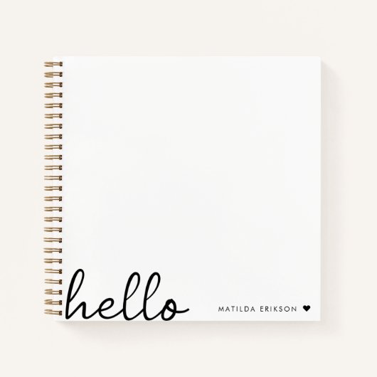 Minimal Hello | Modern Heart Clean Simple White Notizblock (Vorderseite)