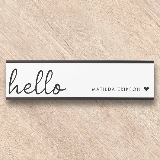 Minimal Hello | Modern Heart Clean Simple White Türschild