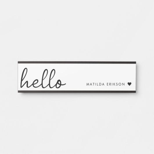 Minimal Hello | Modern Heart Clean Simple White Türschild (Vorderseite )