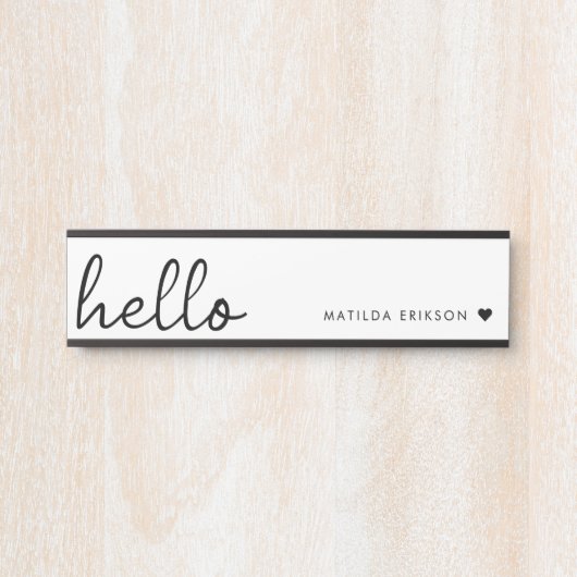 Minimal Hello | Modern Heart Clean Simple White Türschild (Vorderseite )