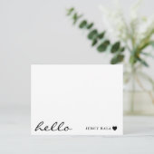 Minimal Hello Modern Heart Design Postkarte (Stehend Vorderseite)