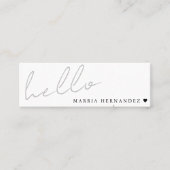 Minimal Hello Modern QR Code Herz Mini Visitenkarte (Vorderseite)