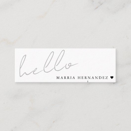 Minimal Hello Modern QR Code Herz Mini Visitenkarte (Vorderseite)