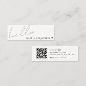 Minimal Hello Modern QR Code Herz Mini Visitenkarte (Vorne/Hinten)