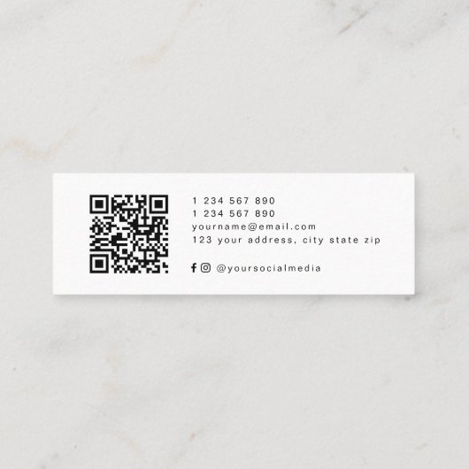 Minimal Hello Modern QR Code Herz Mini Visitenkarte (Rückseite)