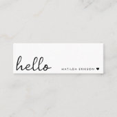 Minimal Hello | Modernes Herz sauber, einfach weiß Mini Visitenkarte (Vorderseite)