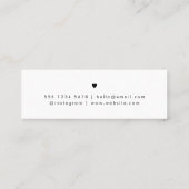 Minimal Hello | Modernes Herz sauber, einfach weiß Mini Visitenkarte (Rückseite)