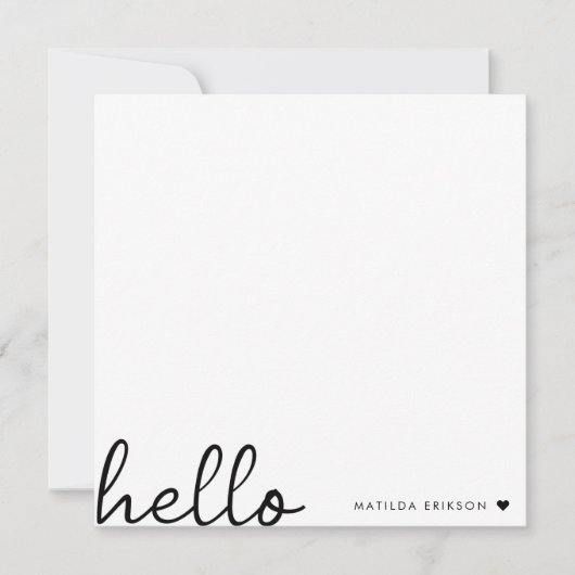 Minimal Hello | Modernes Herz sauber, einfach weiß Mitteilungskarte (Vorderseite)