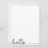 Minimal Hello | Modernes Herz sauber, einfach weiß Mitteilungskarte (Vorderseite)