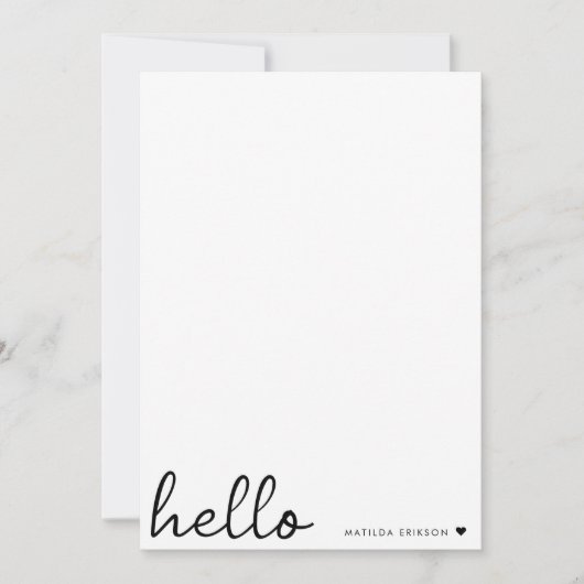 Minimal Hello | Modernes Herz sauber, einfach weiß Mitteilungskarte (Vorderseite)