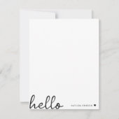 Minimal Hello | Modernes Herz sauber, einfach weiß Mitteilungskarte (Vorderseite)