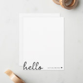 Minimal Hello | Modernes Herz sauber, einfach weiß Mitteilungskarte (Vorderseite/Rückseite Beispiel)