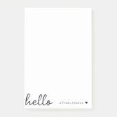 Minimal Hello | Modernes Herz sauber, einfach weiß Post-it Klebezettel (Vorderseite)