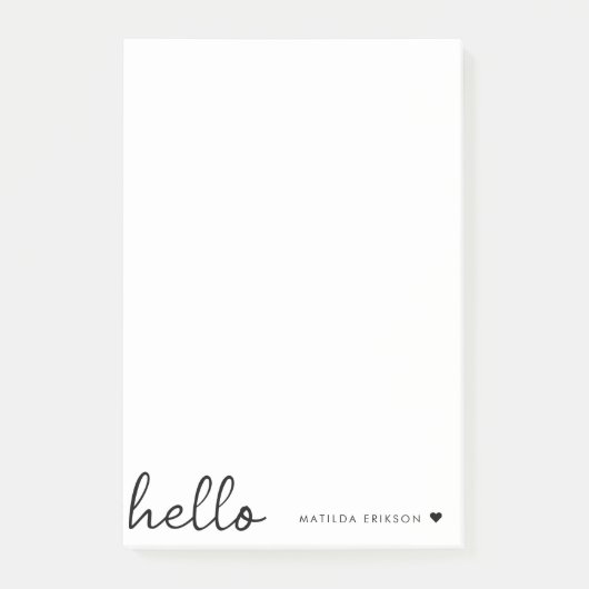 Minimal Hello | Modernes Herz sauber, einfach weiß Post-it Klebezettel (Vorderseite)