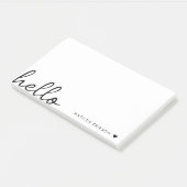 Minimal Hello | Modernes Herz sauber, einfach weiß Post-it Klebezettel (angewinkelt)