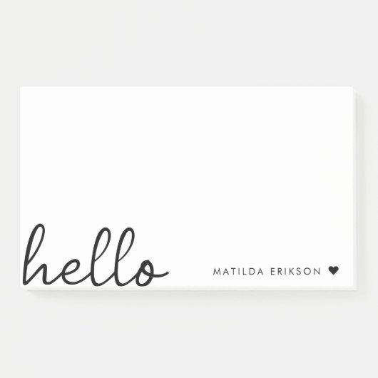 Minimal Hello | Modernes Herz sauber, einfach weiß Post-it Klebezettel (Vorderseite)