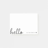 Minimal Hello | Modernes Herz sauber, einfach weiß Post-it Klebezettel (Vorderseite)