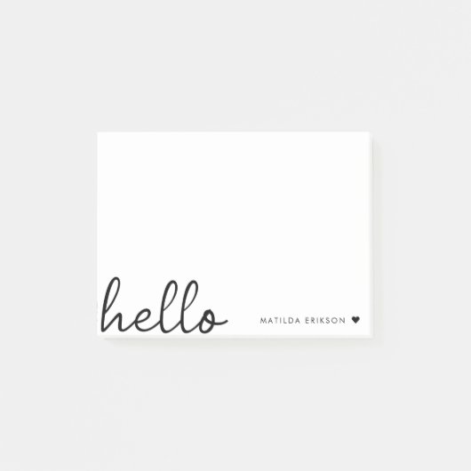 Minimal Hello | Modernes Herz sauber, einfach weiß Post-it Klebezettel (Vorderseite)