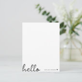 Minimal Hello | Modernes Herz sauber, einfach weiß Postkarte (Stehend Vorderseite)